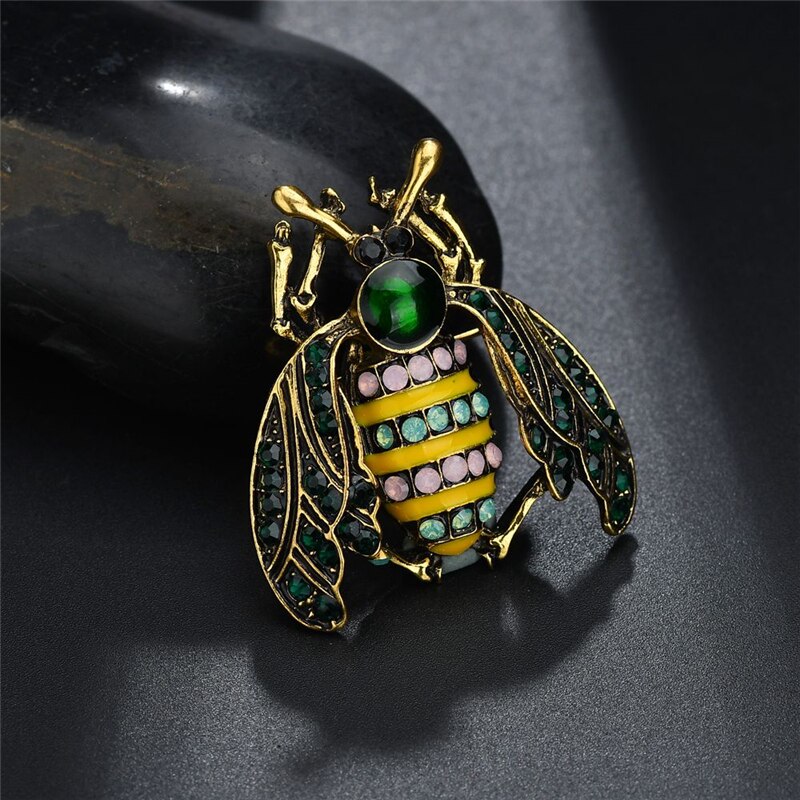 Terreau Kathy Insect Bumble Bee Broche Voor Vrouwen Mannen Bee Sieraden Goud Kleur Geel Enamel Broches Rhinestone Dragonfly Sieraden