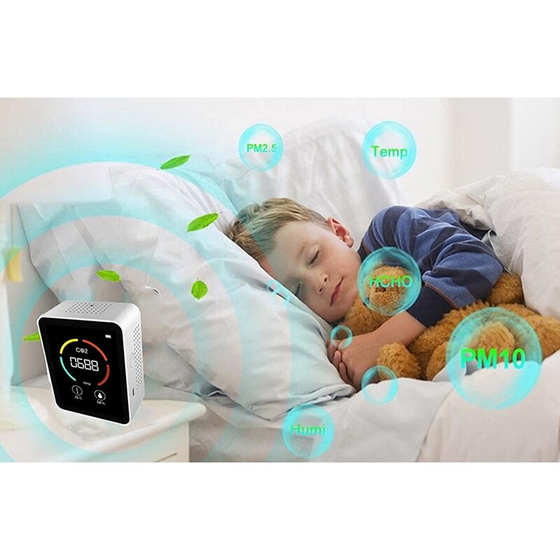 GTBL Home Air Monitor- CO2 &amp; Temp. Humidity Detector, Accurate Sensor, 400-6000 PPM,Indoor Use