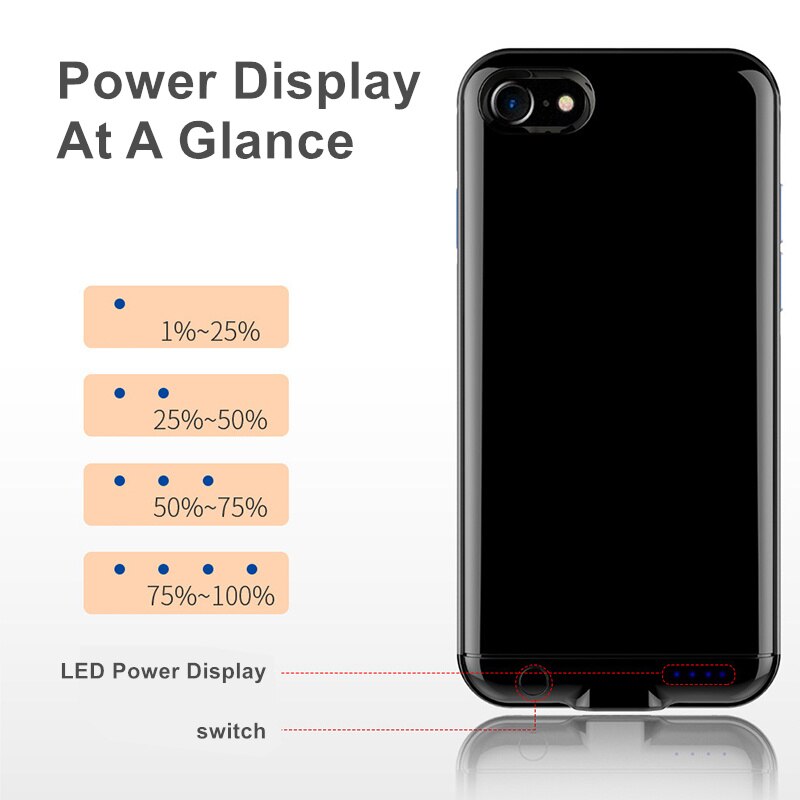 4000 mah til iphone 6 Plus 6s Plus batteriladerdeksel 5.5 tommers backupdeksel smart powerbank batterideksel