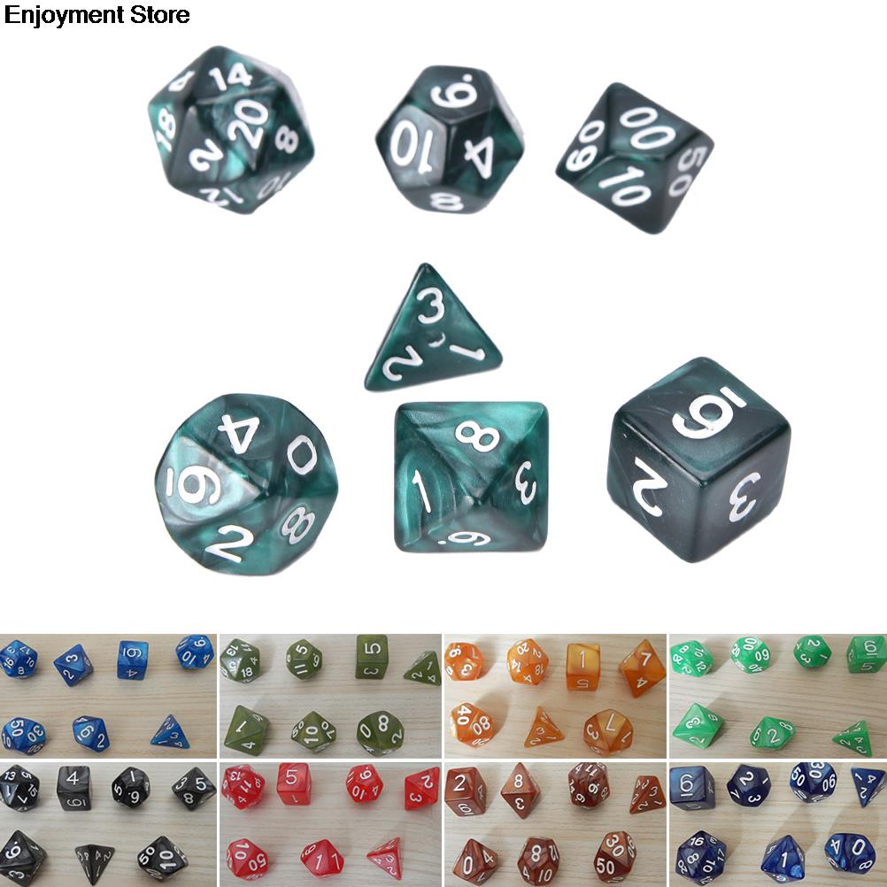 7pcs Dices DND D&D Games Set D10 Multi-Sided Gem Dice Die