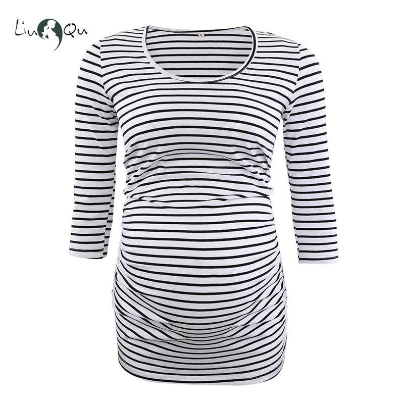 Gravide gravide tunika toppe popa mujer side ruching bluse stribet gravide tøj til kvinder top gravid skjorte