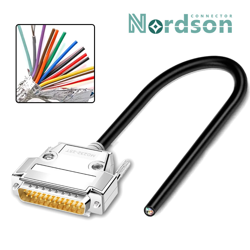 DB9 DB15 DB25 Connector Cable 24AWG 9/15/25 Pin Soldering-free Signal Line Male Female RS232 Serial Port Plug Shielded Data Wire