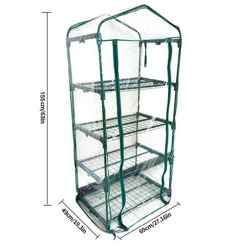 Cubierta de invernadero para jardín, invernadero de 2/3/4/5 niveles, cultivo de flores, casa, retención de calor, cubierta impermeable de PVC transparente, protección en maceta: Four-story