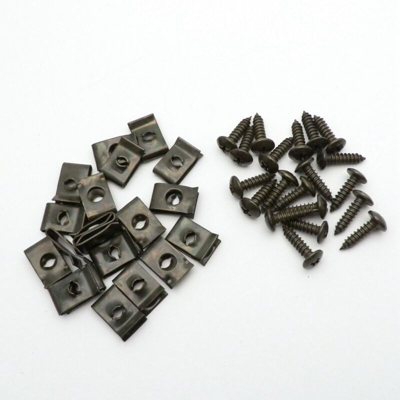 20Set Metal U-type Clip With Screw Car Bumper Fender Trim Panel Fasteners U-type Clips&Screws