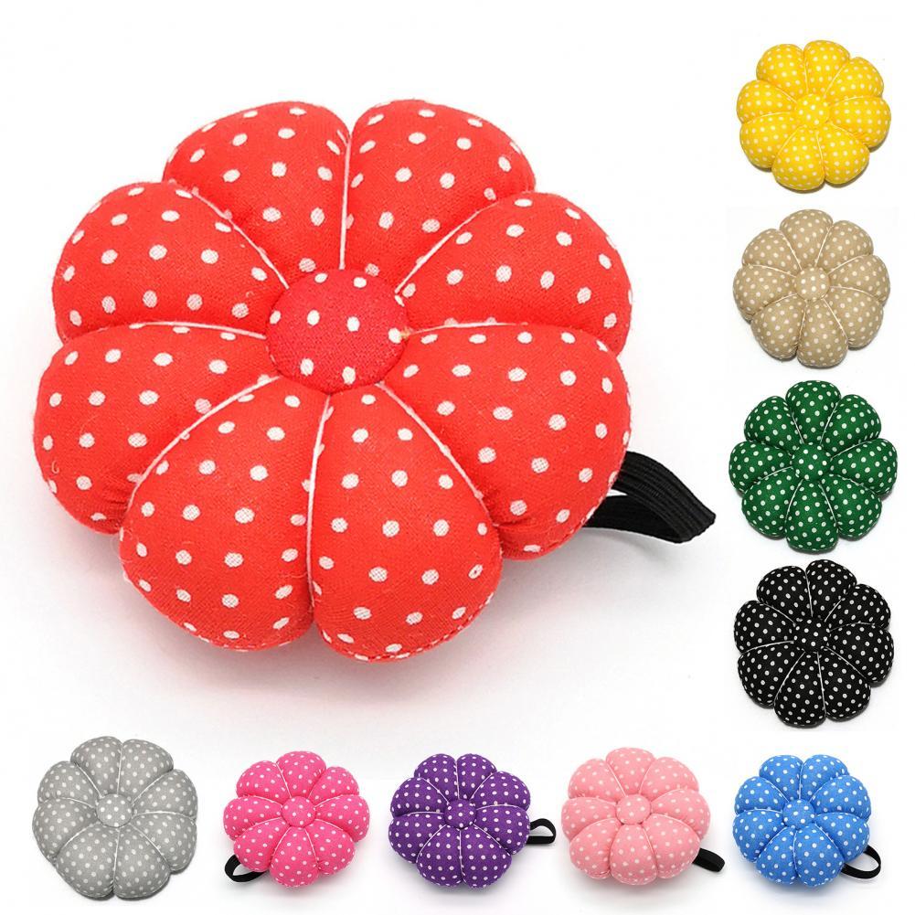 Pumpkin Shape Needle Pin Cushion Wrist Strap Mini Fabric Wrist Needle Pad Pin Holder Needle Organizer for Knitting Sewing Tools