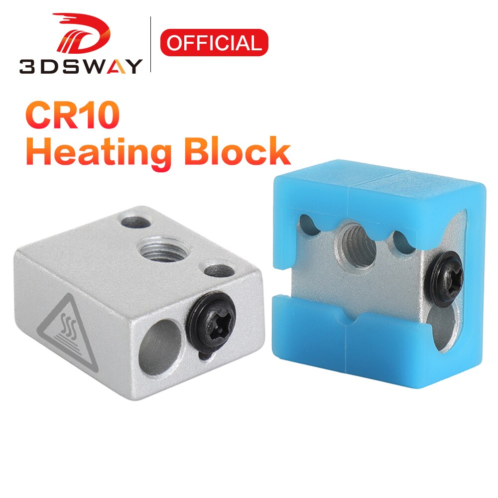 3Dsway MK8 Warmte Blok CR10 Verwarmde Aluminium Blok Met Siliconen Sokken Hotend Heater Blok Voor 3D Printer Onderdelen CR10/10S Ender 3