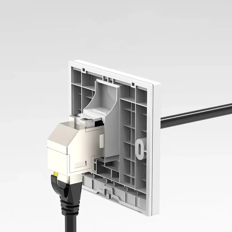 Acoplador Cat 6A RJ45, adaptador de conector Keystone divisor hembra RJ 45 blindado en ángulo de 90 grados para placa frontal de Panel en blanco