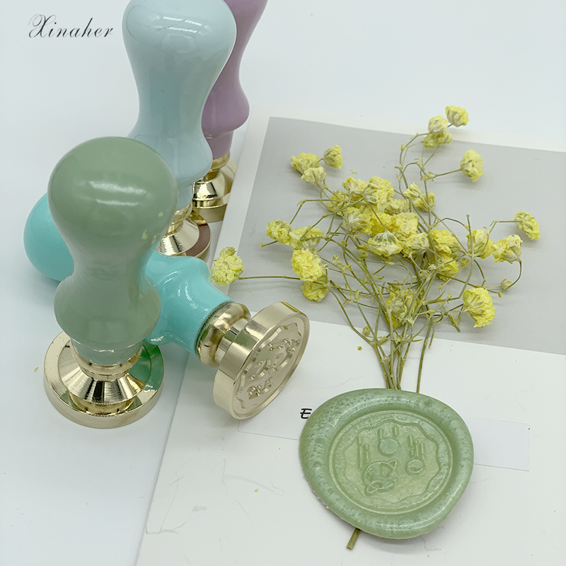Trä vaxtätning stämpelhandtag mässing tätning vaxstämplar huvud vintage planet raket vaxtätning kopparhuvud för scrapbooking