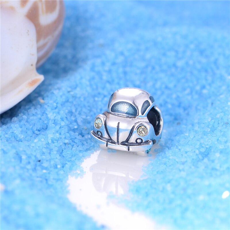 Abalorios de coche de escarabajo de plata 925, compatibles con la europea, dijes, Pulsera Original, joyería clásica