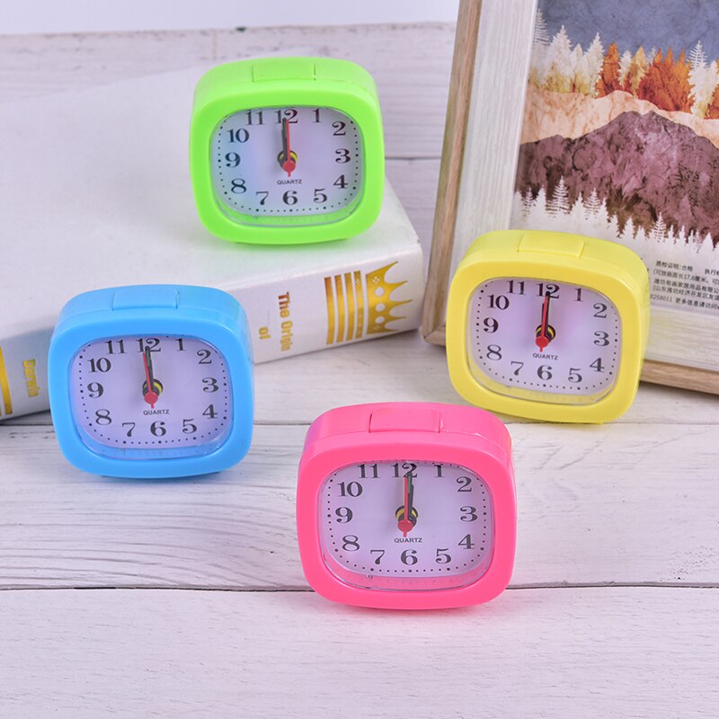 Portable Clock for Student Alarm Clock Bedroom Desk Square Small Bed Compact Travel Quartz Beep clock Cute