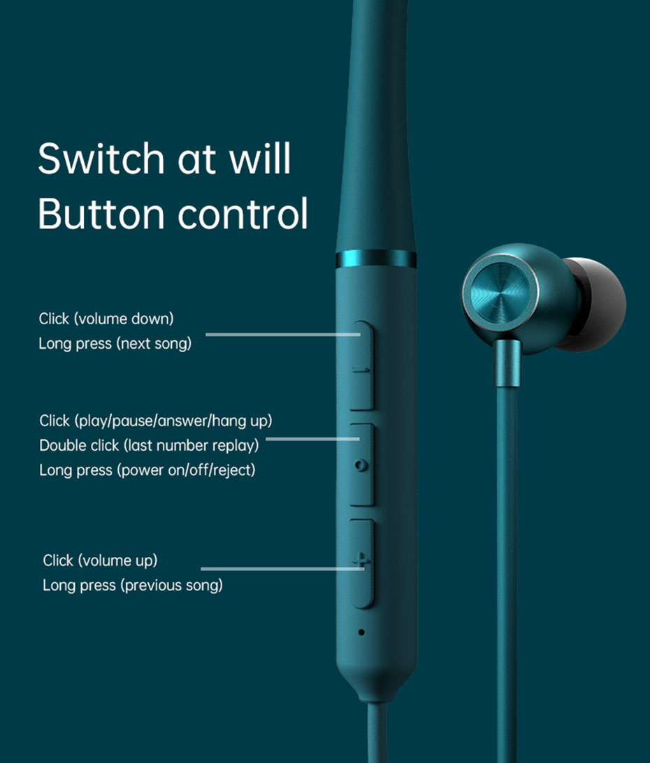 Auriculares inalámbricos 003 con Bluetooth, cascos magnéticos con banda para el cuello, resistentes al agua, deportivos, HiFi, con cancelación de ruido y reproductor de MP3