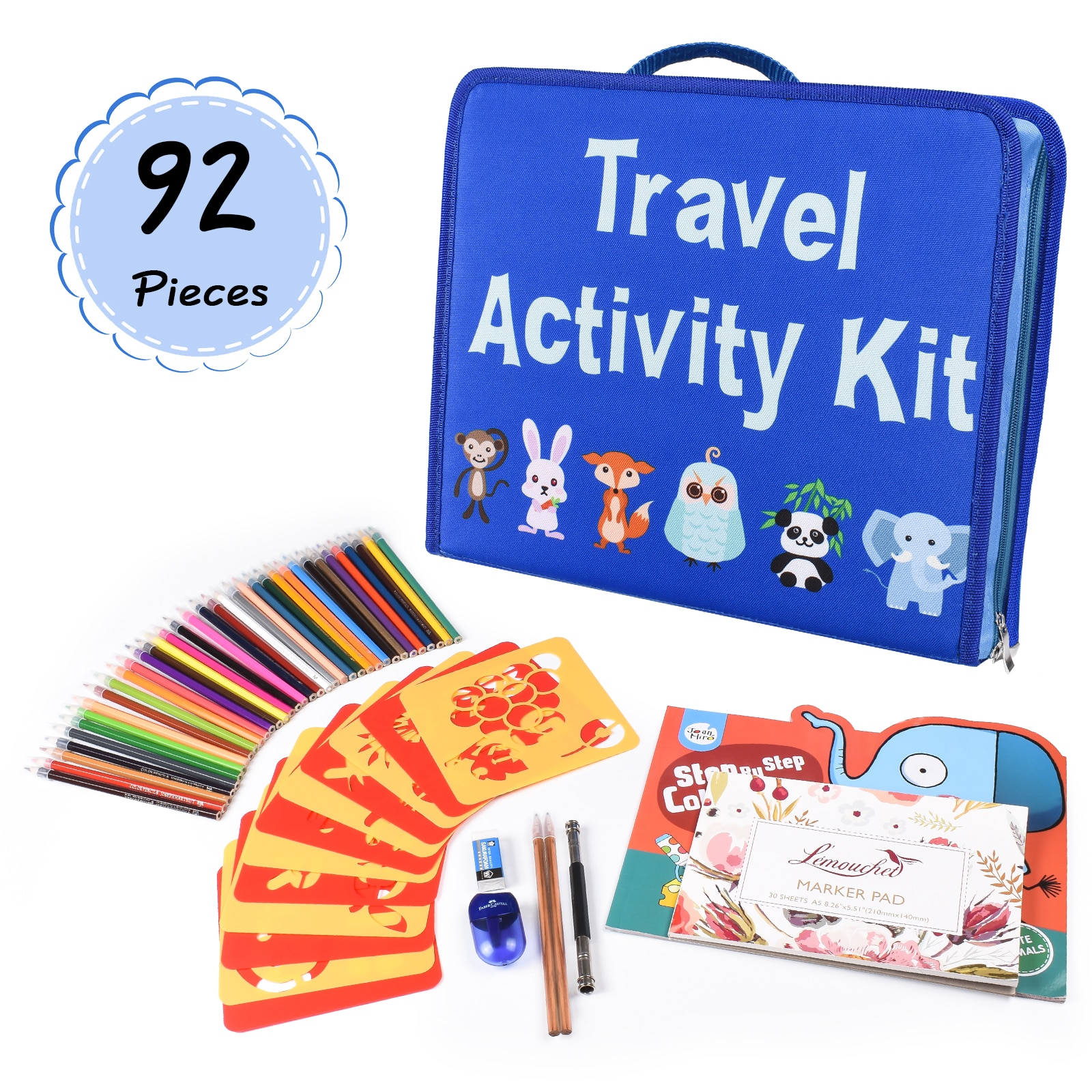 Juego de 92 Uds de dibujos para niños, LÁPICES PARA pintar de colores, juguetes educativos creativos, suministros de arte, DIY, Kit de actividades de viaje
