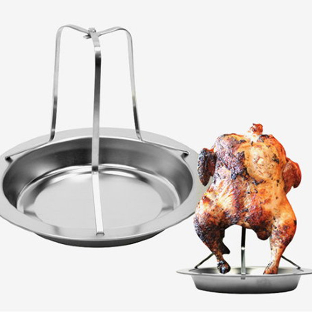 1 Uds. Soporte de pollo asado de acero inoxidable vertical asador estante de pato soporte parrilla bandeja de pollo bandeja de hornear barbacoa herramientas de cocina