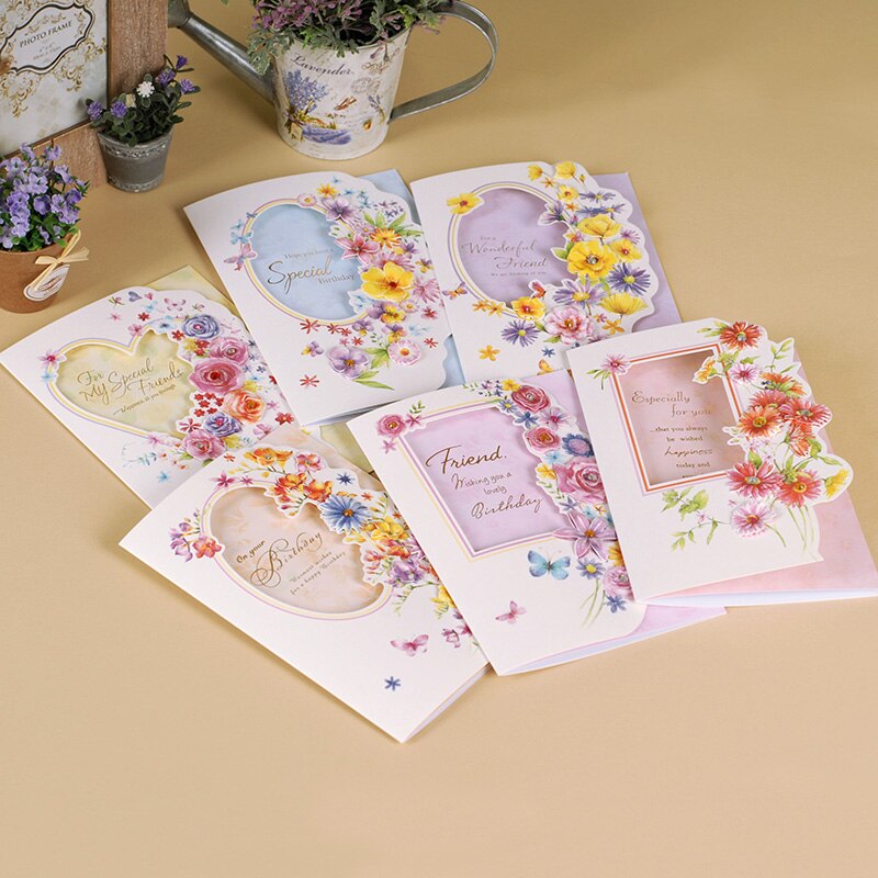 beautiful flower friend birthday greeting cards with envelope floral message cards