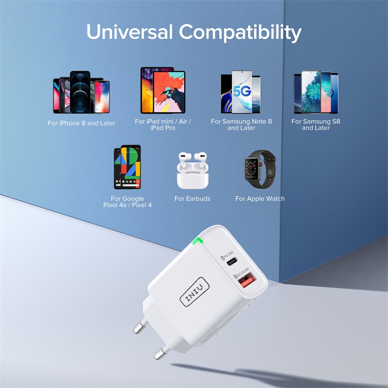 INIU – chargeur USB type-c 20W PD 3.0 QC4.0, charge rapide, pour téléphone iPhone 13/12/11 Pro Max, Samsung S21, Huawei, Xiaomi