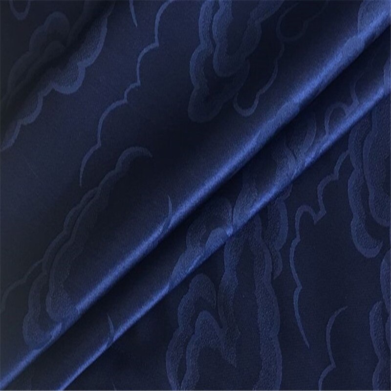 Jacquard bomulds silke stof 16m/m 114cm bredde sky brokade blandet silke til sengetøj til hjemmetekstiler: 5 blå