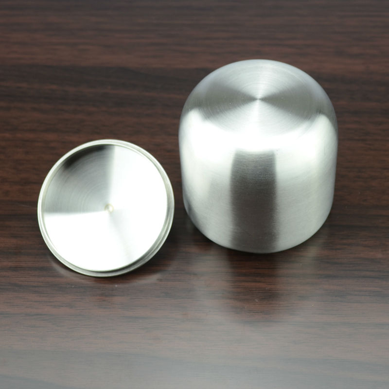2 pcs 350ML Stainless Steel Coffee Espresso Sugar Bowl Sugar Pot With Spoon Cover Drum Shape Sugar Cup
