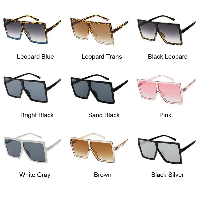 Vintage store firkantede solbriller dame/herre briller oversize solbriller kvindeligt kendt mærke sorte briller gafas de sol
