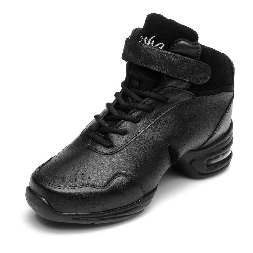 Sneaker dansskor moderna/jazz/tango/hiphop andas lätta fitnessskor sportdansskor för kvinnor tjejer damer: Svart / 8