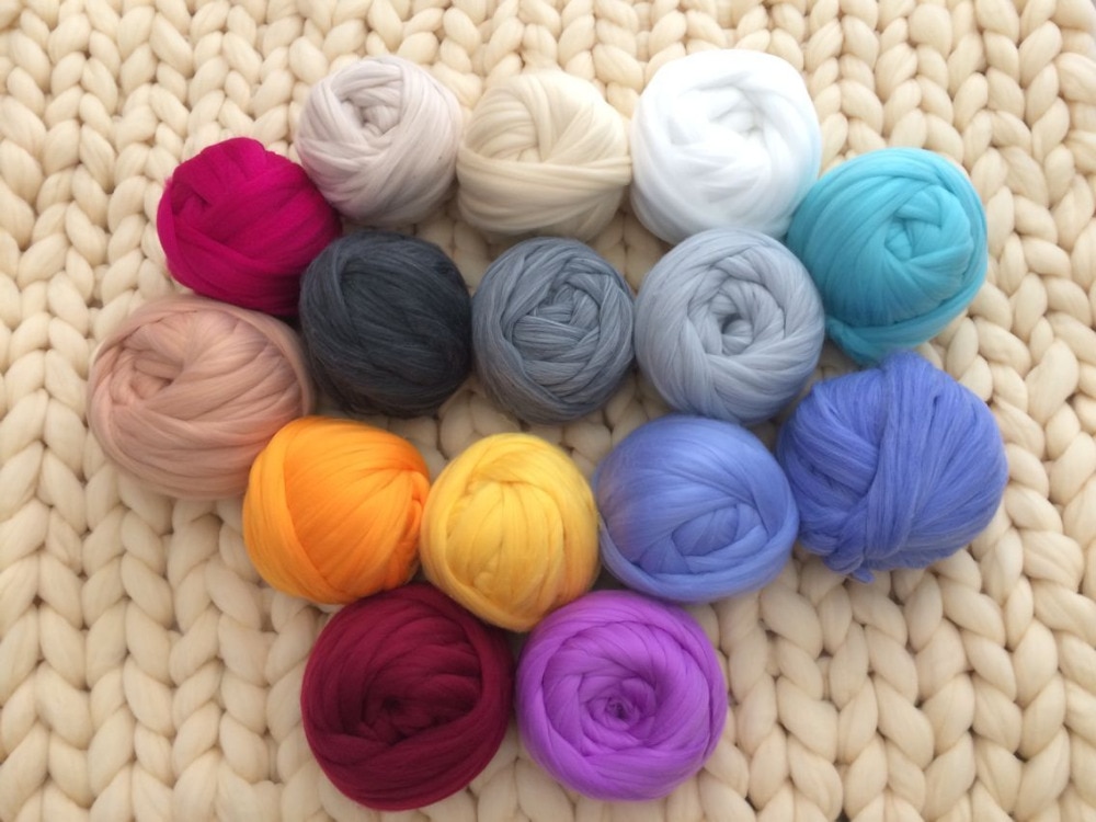 Chunky strik tæppe garn super blød bulk roving merino uld garn alternativ tæppe tørklæde sweater hånd strikke garn 250g