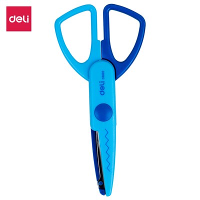 DELI School Scissors Neon Zigzag Crafting 2 Shape Scissor Cute Hand Craft Scissors Paper for Kids &amp; Students: Blue