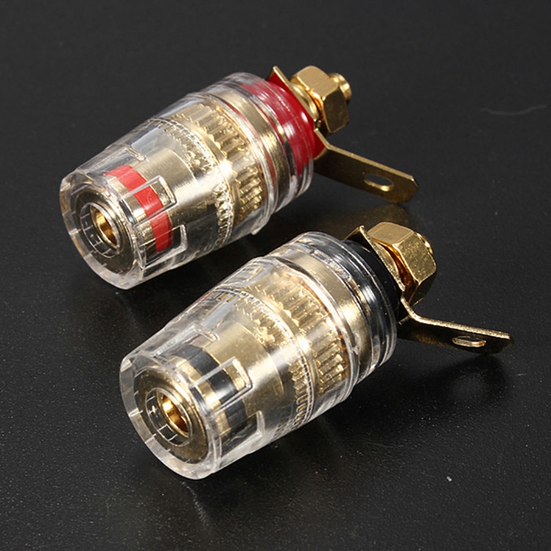 LEORY 4 Pcs Amplifier Speaker Terminal Board Connector 32 mm Gold Plated Binding Post For 4mm Banana Plug Jack Connector