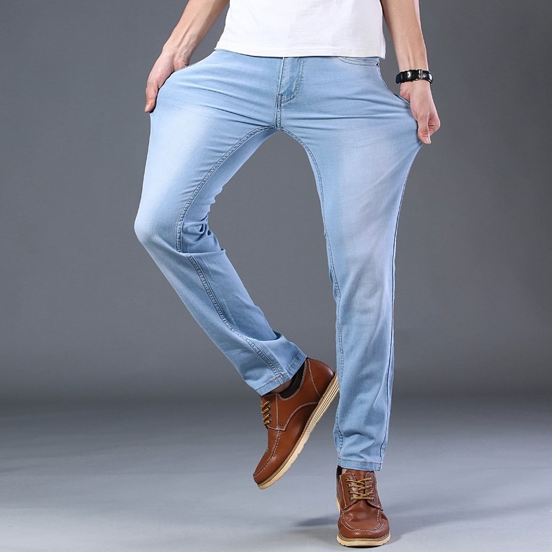 Sulee mærke lyseblå stretch bomulds jeans herre mærke bukser klassisk stil mænd ultratynde jeans business casual