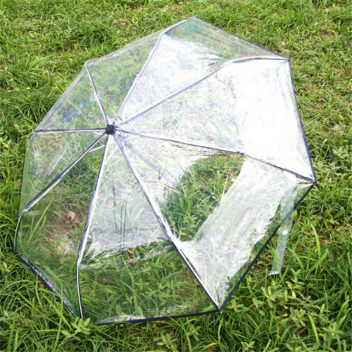 Automatisk åben tæt foldbar paraply kompakt vindtæt regn gennemsigtig km