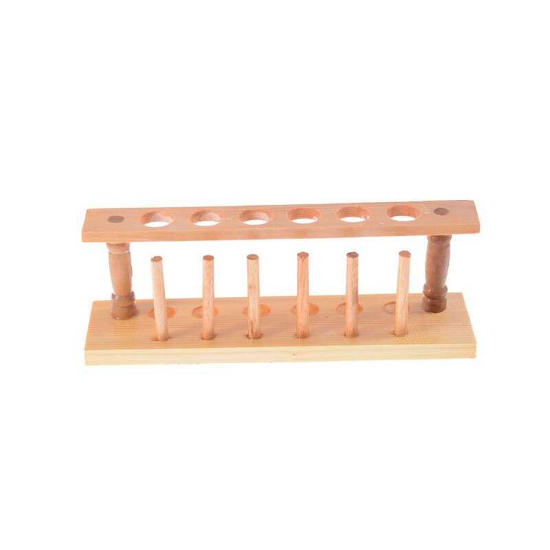 6 Holes and 6 Pins Test tube Stand Shelf Test Tube Rack Holder Support Wooden Burette Stand Laboratory Lab School Supply: Wooden