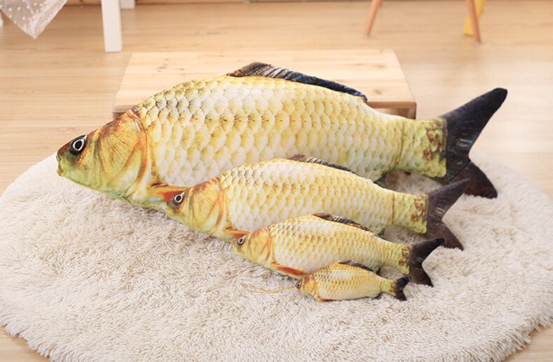 Simulation Plush Catnip Fish Toy for Cat Playing Training Tool Cats Pets Mint Fish Chew Toys Cat Rest Bite Pillow Scratch Board: Navy Blue / 20cm