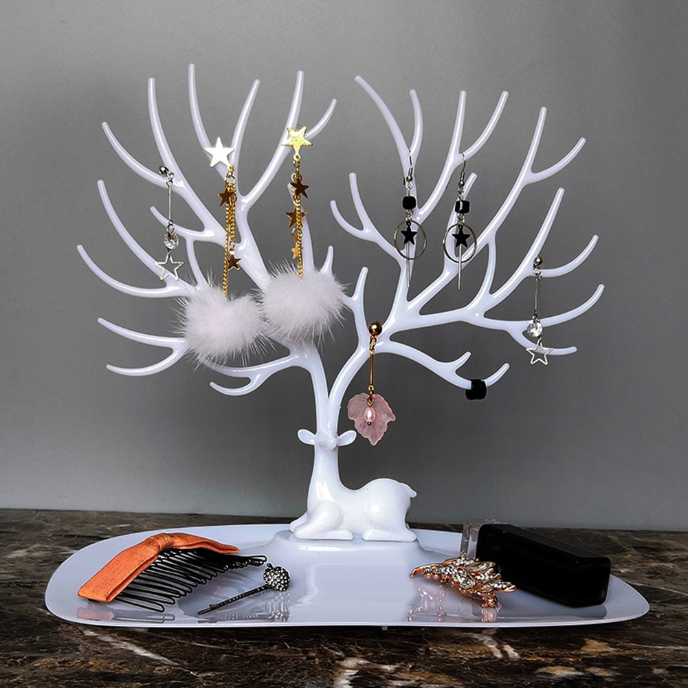 Jewelry Necklace Earrings Rings Deer Stand Display Organizer Holder Show Rack Tree Storage jewelry Organizer