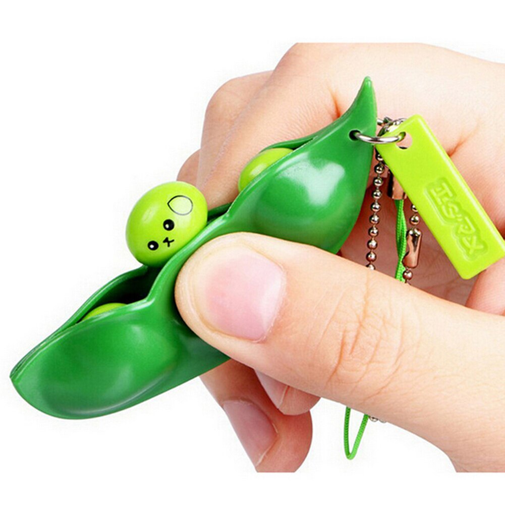 Squishy Oneindige Squeeze Edamame Bean Pea Uitdrukking Keten Sleutel Hanger Ornament Stress Verlichten Decompressie Speelgoed Antistress