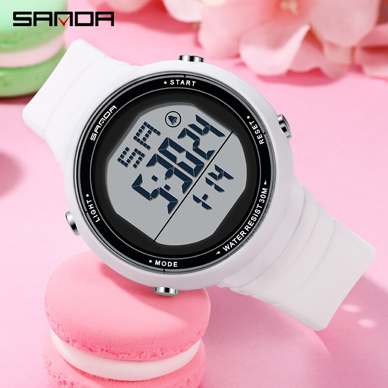 Women Digital LED Sports Watch Multifunctional Waterproof Ladies Pink Wrist-Watch Fit Girl Watches