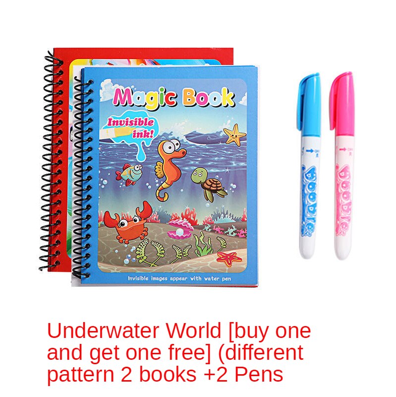 Children's graffiti picture book reusable picture book baby puzzle water brush set kindergarten princess drawing book: D