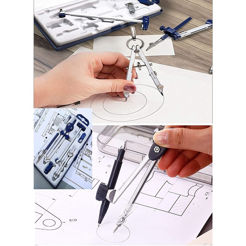 9Pc Drafting Compass for Geometry Set Tool Compass Drawing Tool for Geometry for Drafting, Math, Drawing, Engineer Tool