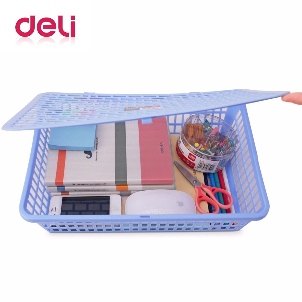 Deli 1pcs 924 file basket A4 Thickening of plastic storage basket rectangular desktop file storage basket storage box