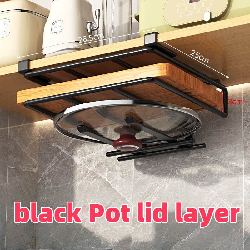 Hanging Rack Under Kitchen Cabinet Household art organizing rack cutting board rack hook pot cover utensils storage rack: Rose