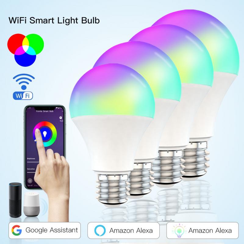 Smart WiFi Dimming Light Bulb 15W RGB+CCT TImer Voice Control Work With Alexa Google Home Smart Color Changing Light Bulb