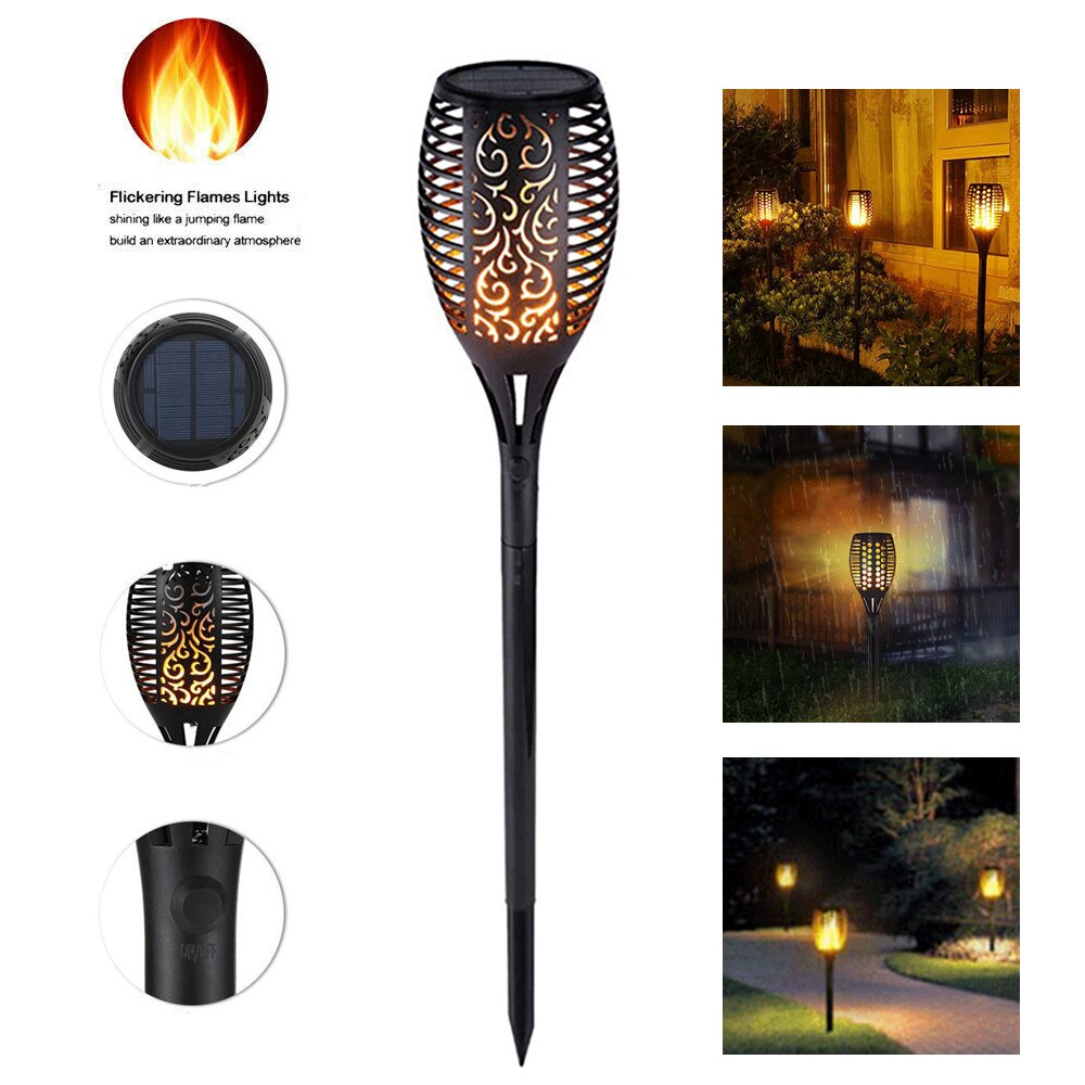 Waterproof LED Solar Flame Lamp Outdoor Torch Lights Safety Waterproof Light Flicker Lights For Garden Decoration Automatic