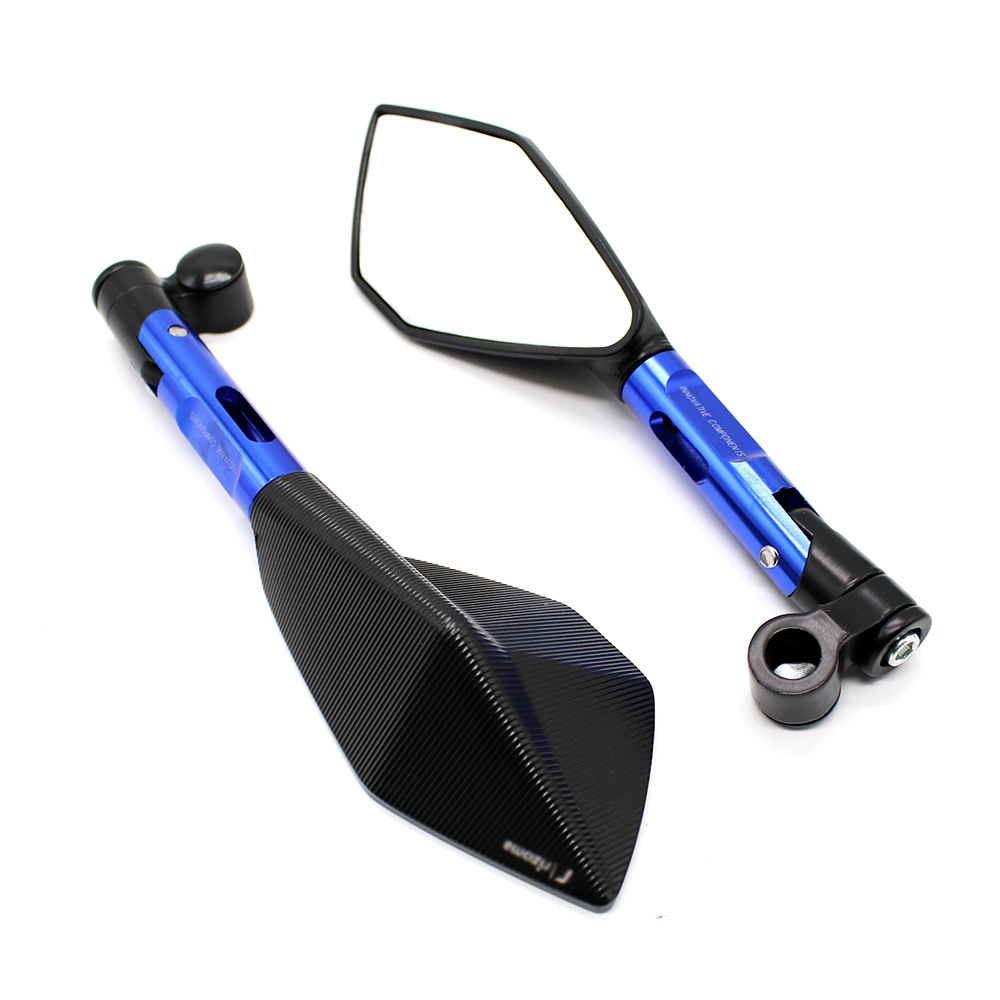 1 paar Motorfiets Accessoires Spiegels Motor CNC Aluminium Achteruitkijkspiegel Zijspiegel Wit Blauw Lens Motor Spiegels Universele: Blue (white lens)