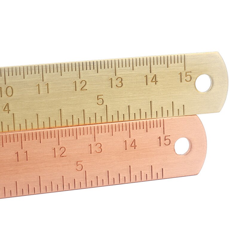 1pc 15cm messing linjal bokmerke kanselli rosa gull måler rett linjal for skole skrivesaker metall maleri tegneverktøy