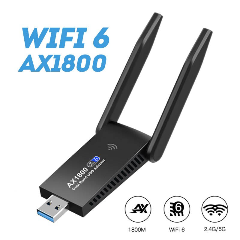 Wifi 6 Usb Adapter Dual Band AX1800 2.4G/5Ghz Draadloze Dongle Netwerkkaart RTL8832 Usb 3.0 WiFi6 adapter Voor Windows 7/10/11: Default Title