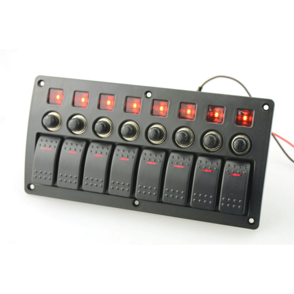 1/2/3/6/7/8 Panel de interruptor de encendido-apagado 2USB 12V-24V cargador LED voltímetro para coche SUV Marine RV camión Camper barco: 8 Gang