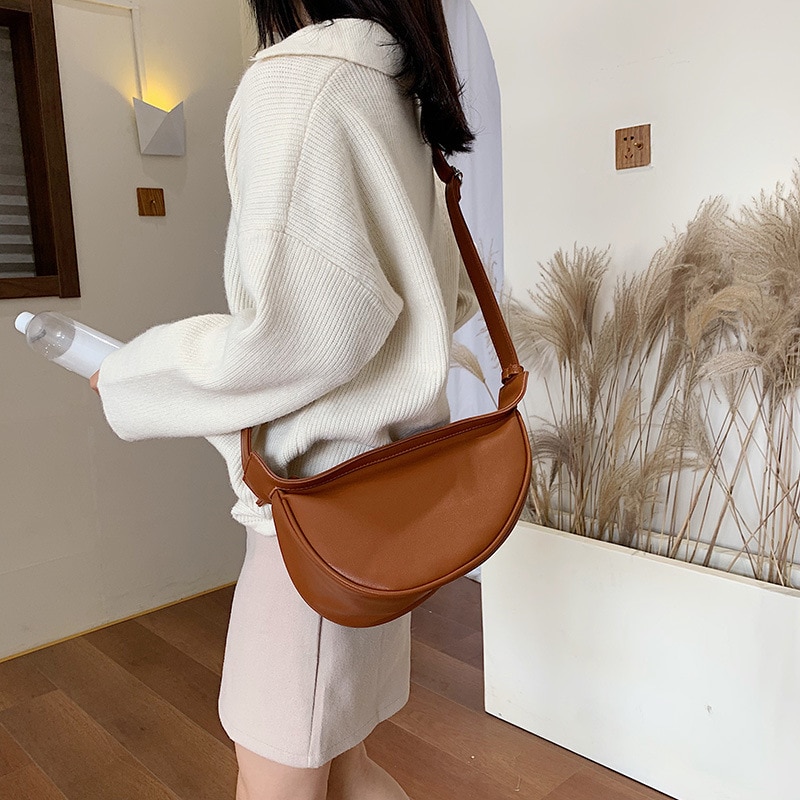 Sac à bandoulière, mini selle, sac à bandoulière, style sauvage diagonale, simple, couleur unie, bourse, style