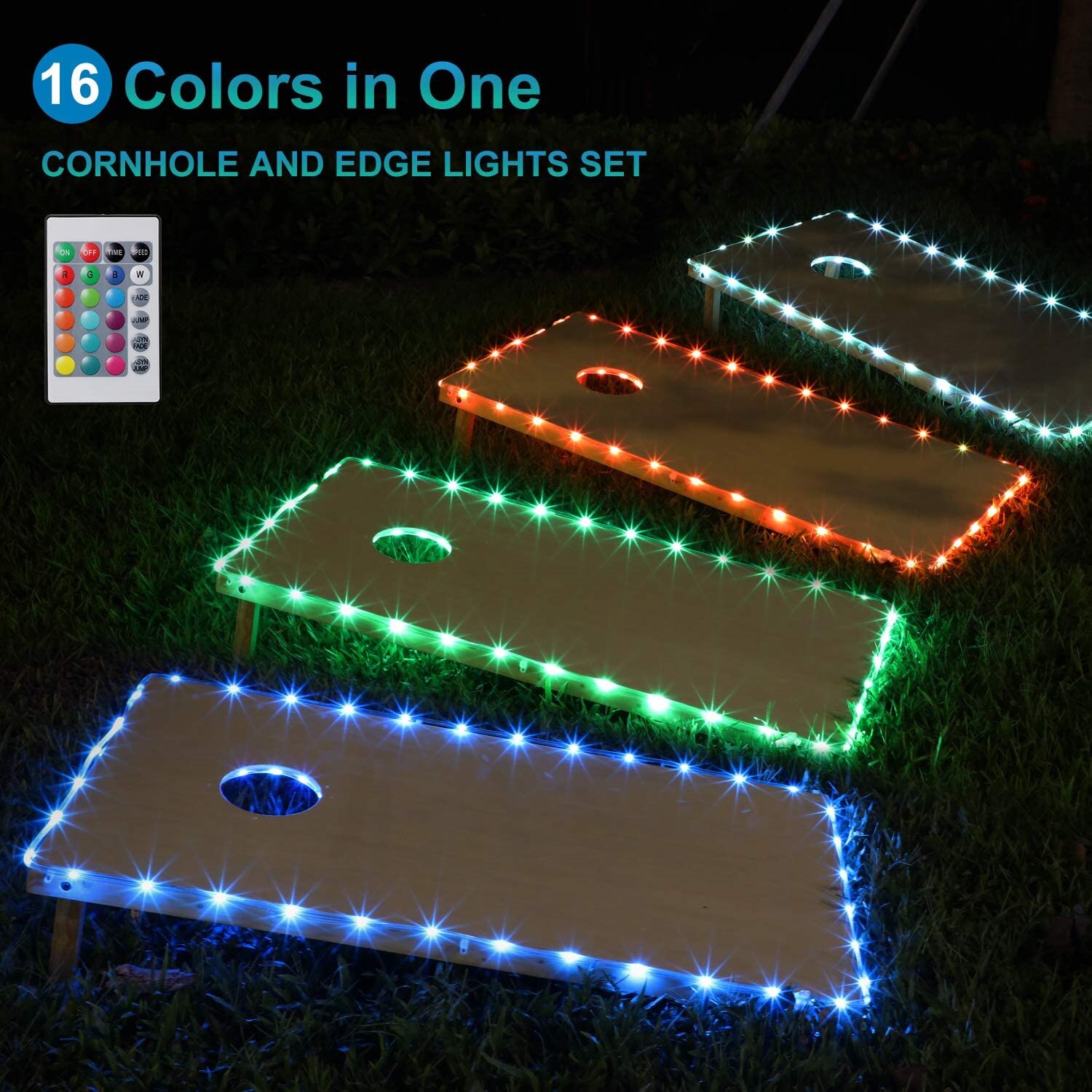 Fofun 1/2/4 Pack Cornhole Lichten 16 Kleuren Veranderen Cornhole Raad Rand En Ring Led Verlichting Met Afstandsbediening cornhole Games