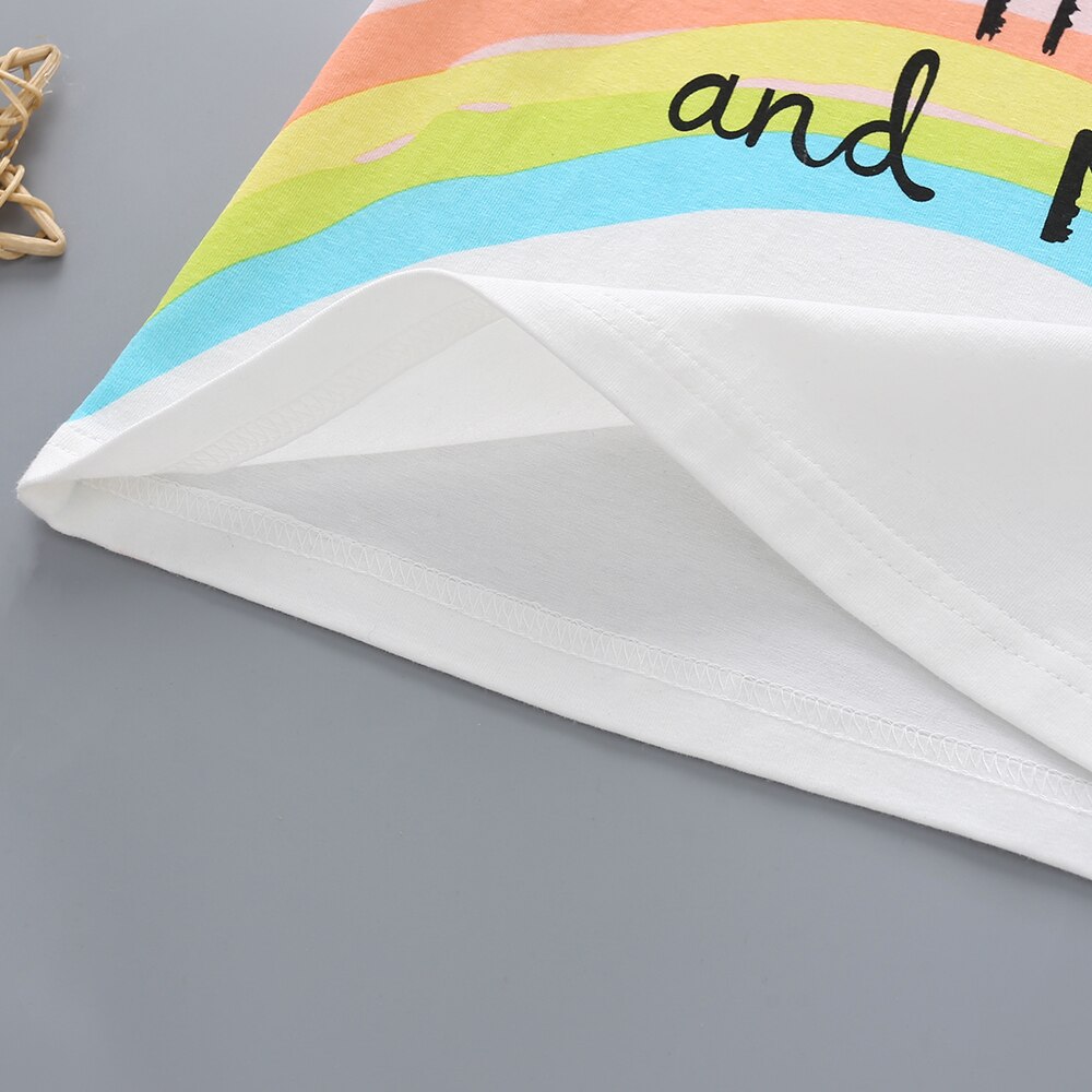 3-24M Neugeborenes Art freundlicher Baby Mädchen T-Shirt Sommer Regenbogen knapp aufbringen Koreanische Kurzarm Rundhals zur Seite fahren oben T Shirt