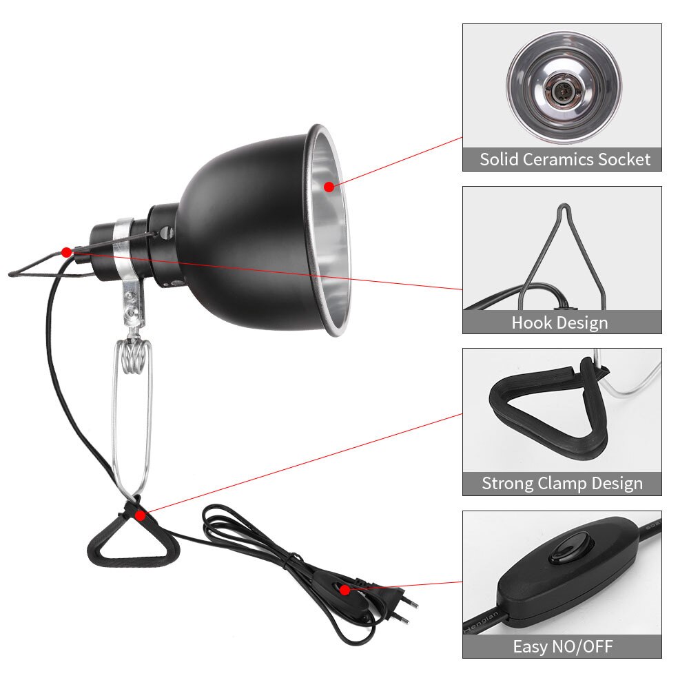 25/50/75W Reptile Lamp Pet Heat Lamp Bulb Turtle Basking Light Bulbs Amphibians Lizards Temperature Controller Heating Bulbs