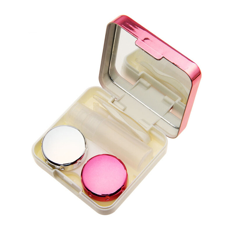 colored Contact Lens Case With Mirror women Colored Contact Lenses box eyes contact lens container J1520