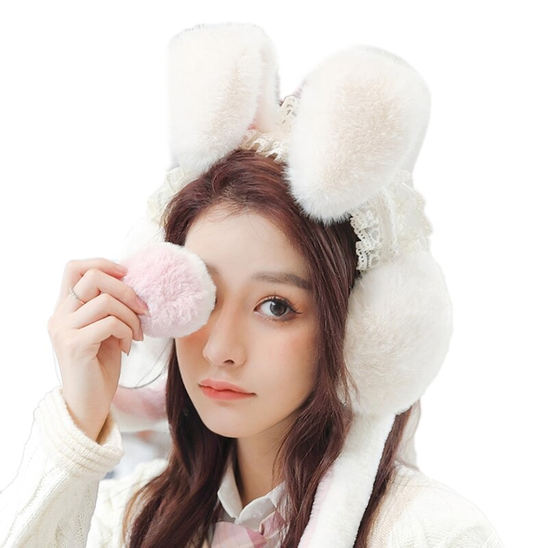 Lustige Plüsch Hase Ohrenschützer ziehen um Springen Kaninchen Ohrenschützer Nette unisex Ebene Ohr Klappe für freundlicher Kleinkind Multi Farbe