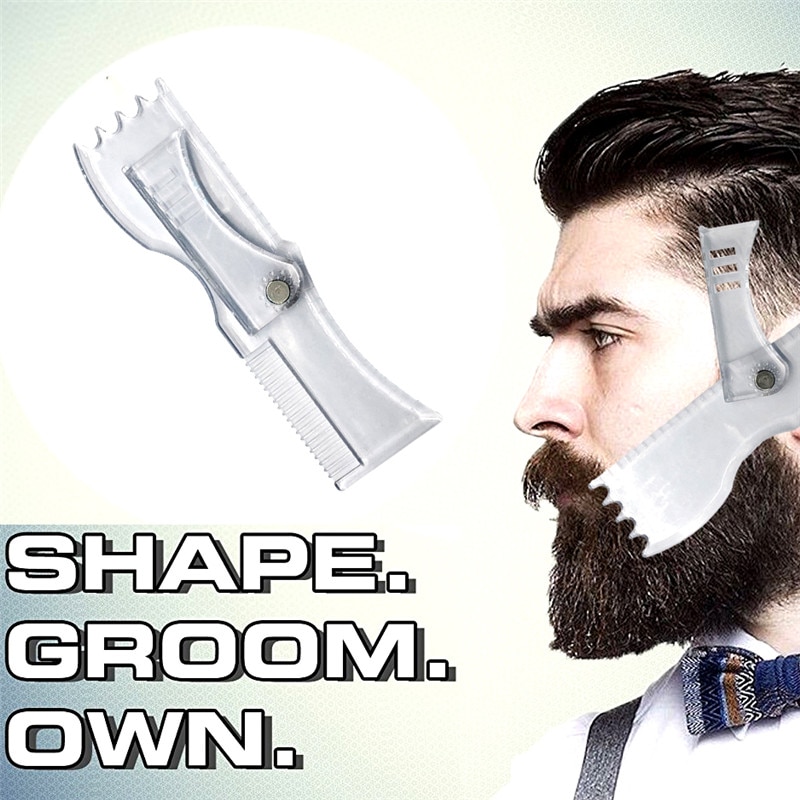 5 In 1 Rotating Men Beard Shaping Styling Template Comb Stencil Transparent Hair Beards Trim Templates Face Beauty Tool